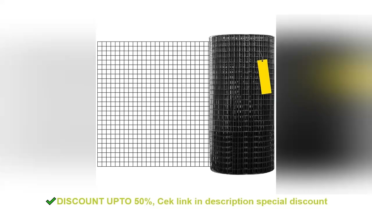 SucceBuy Welded Wire Fence Vinyl Coated Chicken Rabbit Mesh 1"x1" 16 Gauge 24"x50'/24"x100'/36"x50'