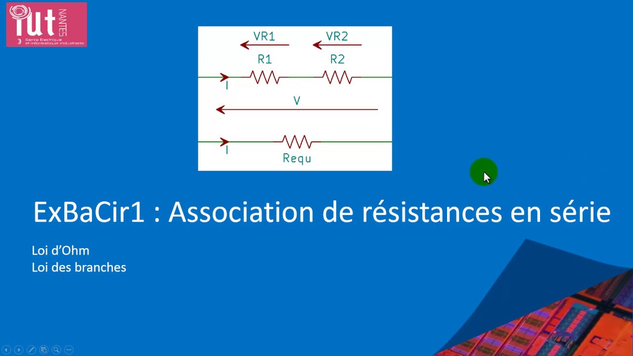 Exercice corrigé d'électronique Association de résistances en série
