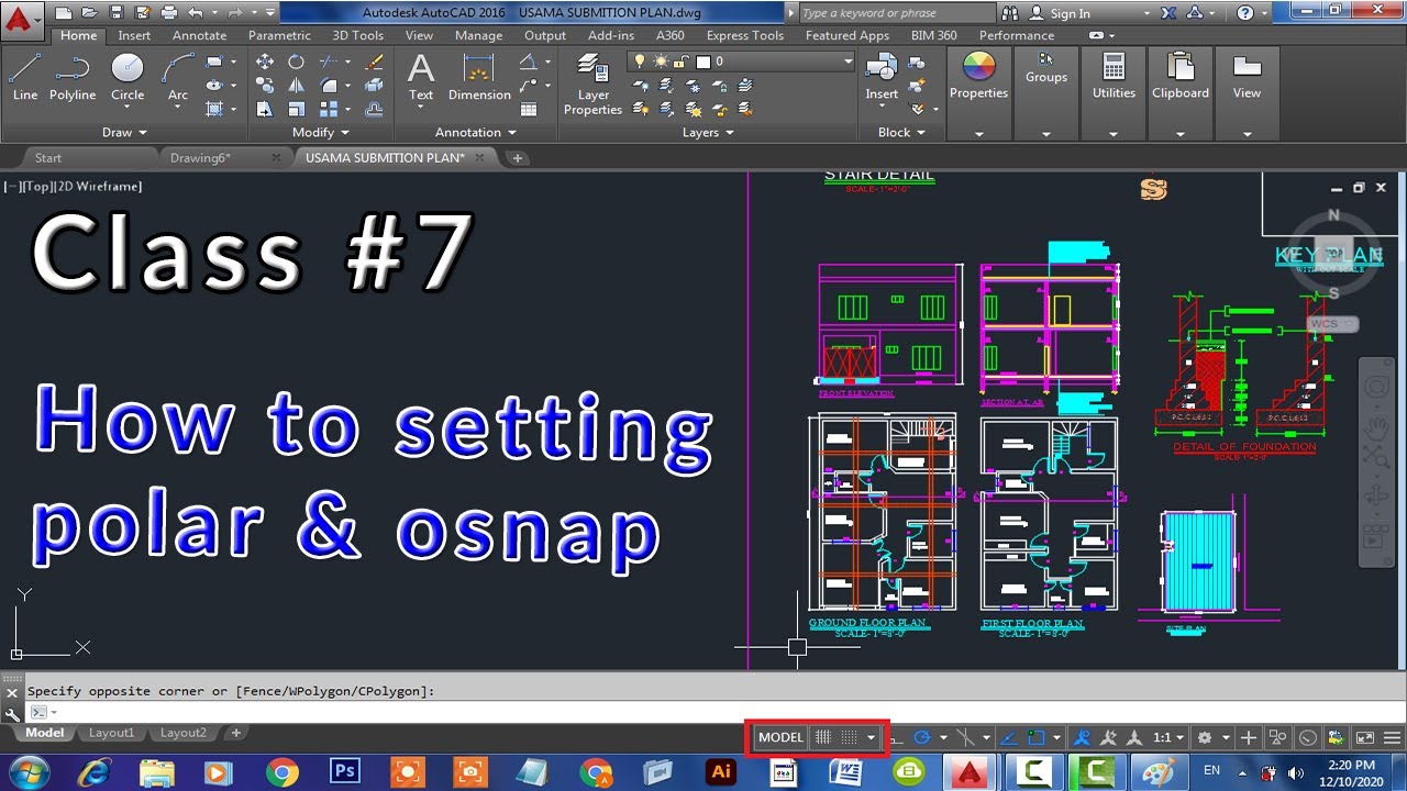 Auto cad  Polar point and Snap setting in Urdu / Hindi | 2D Snap setting | with command object snap