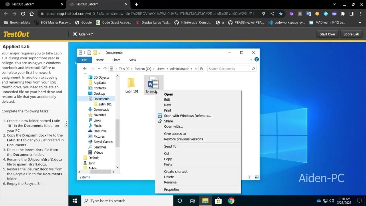 File Managment TestOut LabSim YouTube