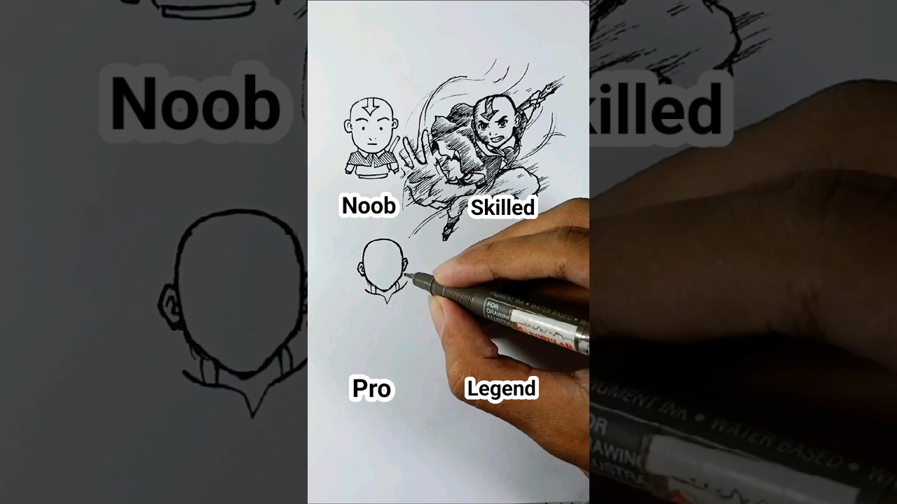 Draw Aang different Levels 👩🏻‍🦲 AvatarLastAirbender 