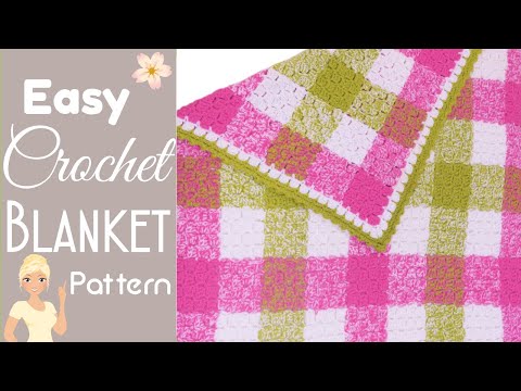 EASY koc na szydełku w kratę 🌸 Gingham Crochet C2C koc 🌵 Gingham Crochet Blanket Border