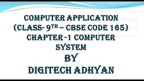 Class 9th Computer applications Subject (Code 165), Chapter 1-Part 1- Computer System