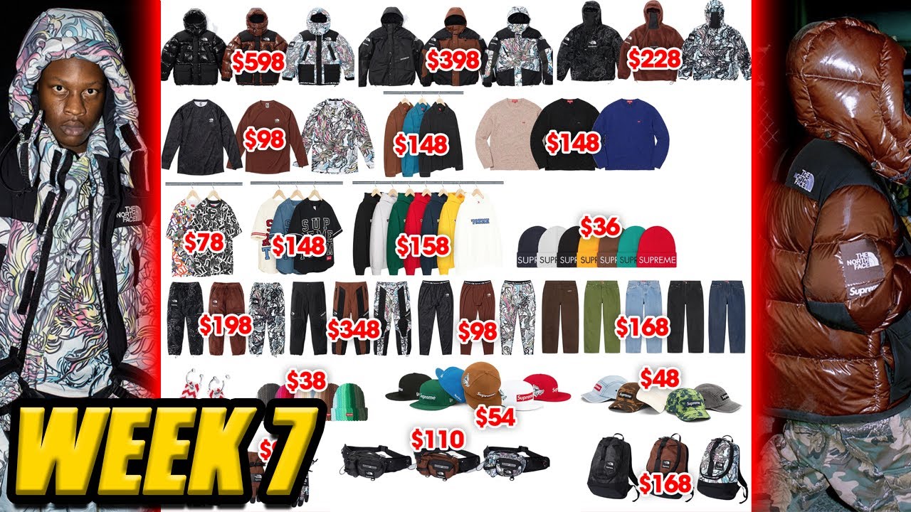 [FW22] Supreme Week 7 Droplist - TNF Prices