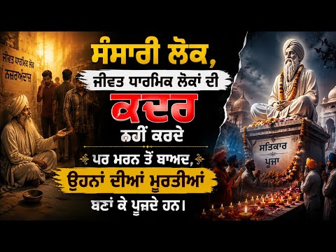 ਸੰਸਾਰੀ ਲੋਕ ਧਾਰਮਿਕ ਲੋਕਾਂ ਦੀ ਕਦਰ ਨਹੀਂ ਕਰਦੇ | ਪਰ ਮਰਨ ਤੋਂ ਬਾਅਦ ਉਹਨਾਂ ਦੀਆਂ ਮੂਰਤੀਆਂ ਬਣਾ ਕੇ ਪੂਜਦੇ ਹਨ  | 