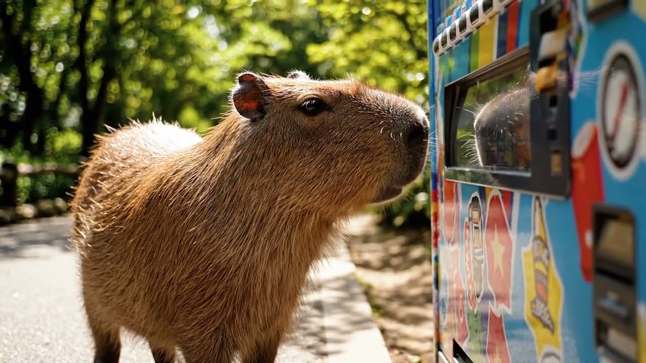 This Capybara Broke a Vending Machine and Got Free Coffee 🤯🐹 