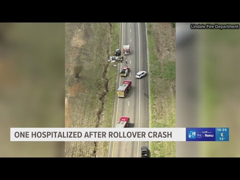 Rollover crash on I-20 injures 1, victim flown to hospital - YouTube