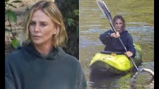 Charlize Theron paddles a kayak while shooting scenes for new Netflix thriller in Australia