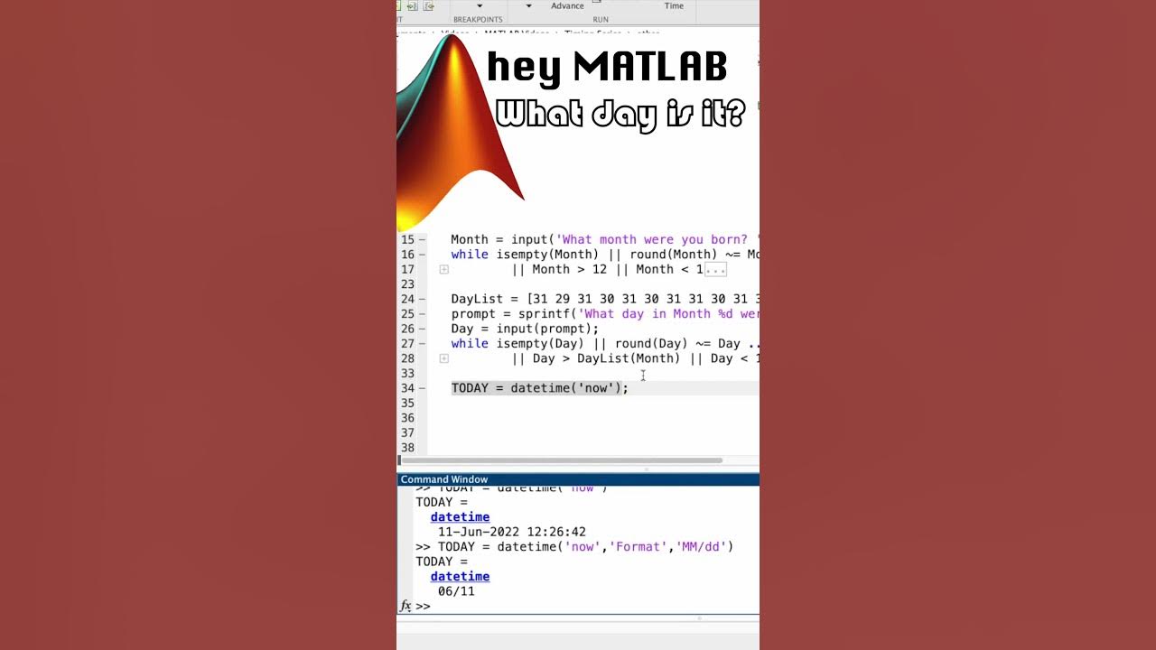 MATLAB: Find Date and Time of 'TODAY' or 'NOW' - YouTube