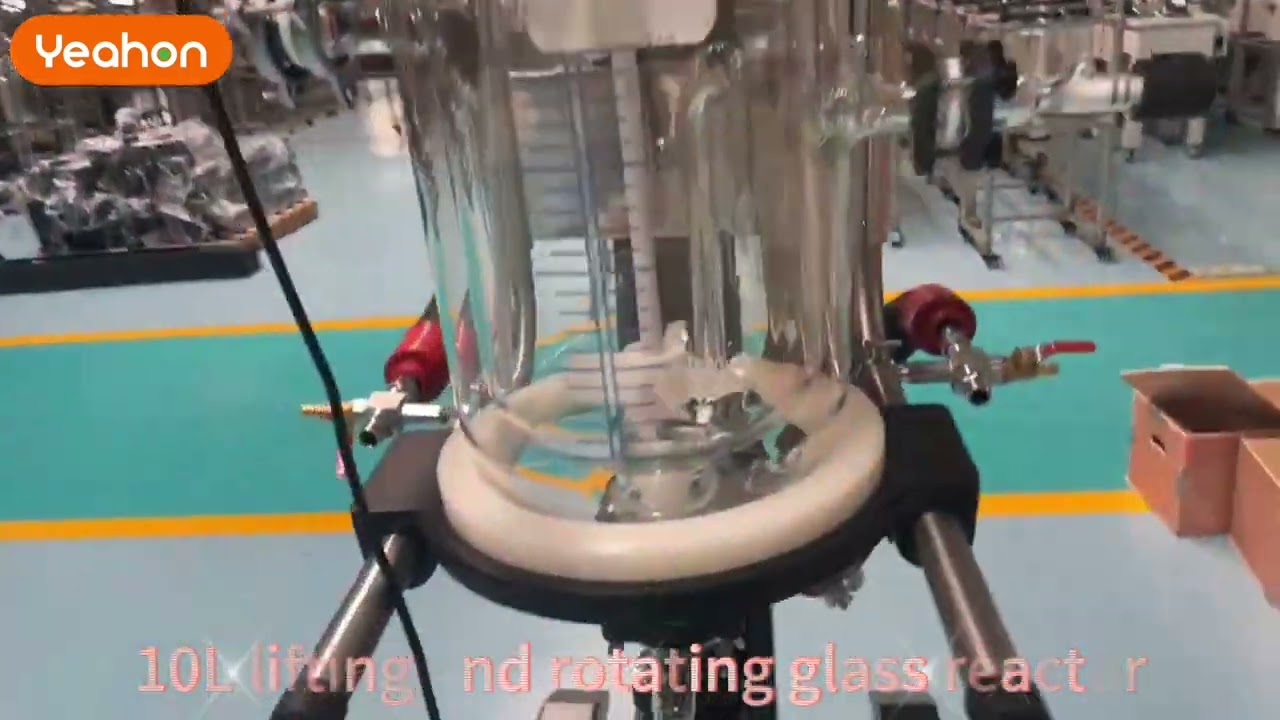 10L lifting and rotating glass reactor