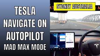 Tesla Model 3 Navigate on Autopilot Mad Max Mode M1 Motorway Sydney