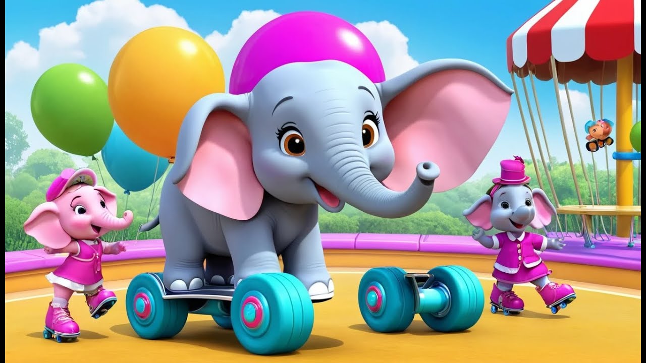 The Elephant on Roller Skates | Fun Nursery Rhyme & Baby Song for Kids 🐘⛸️🎶✨