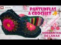 ,🧶 CÓMO TEJER PANTUNFLAS A CROCHET CON HEXÁGONOS Y SOBRANTES DE LANAS 🧶🧶 🤩🧦💜💙💛