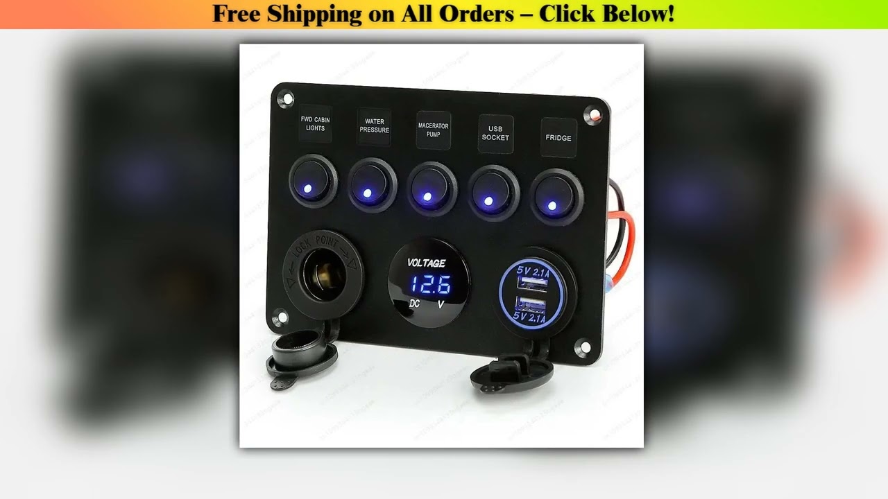 5-position cat's eye round switch panel combination USB voltmeter female car modified car charging