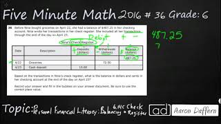 6th Grade STAAR Practice Personal Financial Literacy Balancing a Check Register (6.14C - #1)