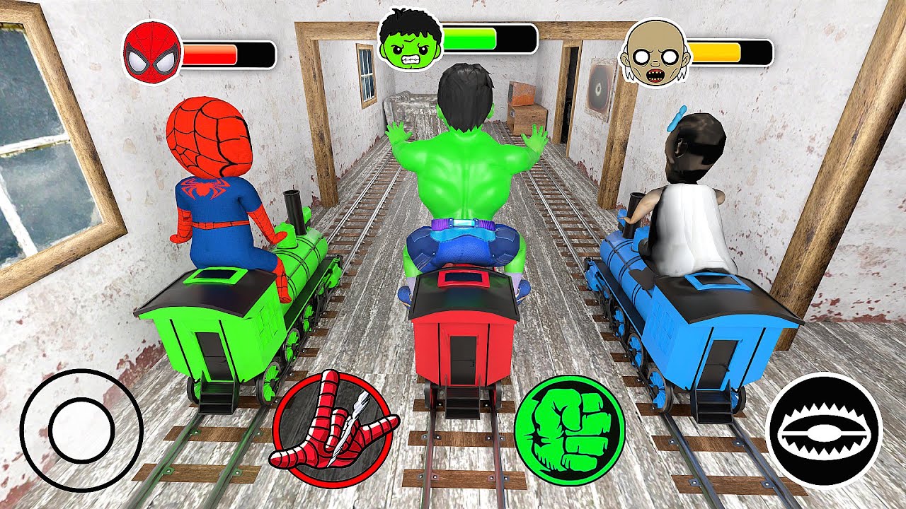 Playing as Spider Baby Team rides a train in Granny House