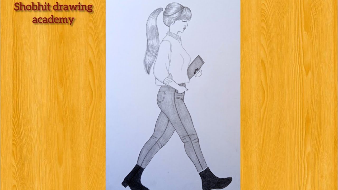 How to draw a girl walking | Step by Step pencil sketch for beginner ...
