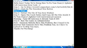 How To Fix Splinter Cell Convivtion Error Code : 2