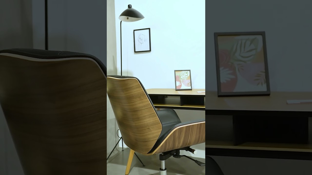 Silla de Oficina Nordic: Elegancia de Alta Gama en Madera y Piel · 