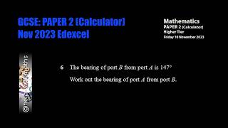 Q6 Bearings GCSE Nov 2023 P2 Edexcel