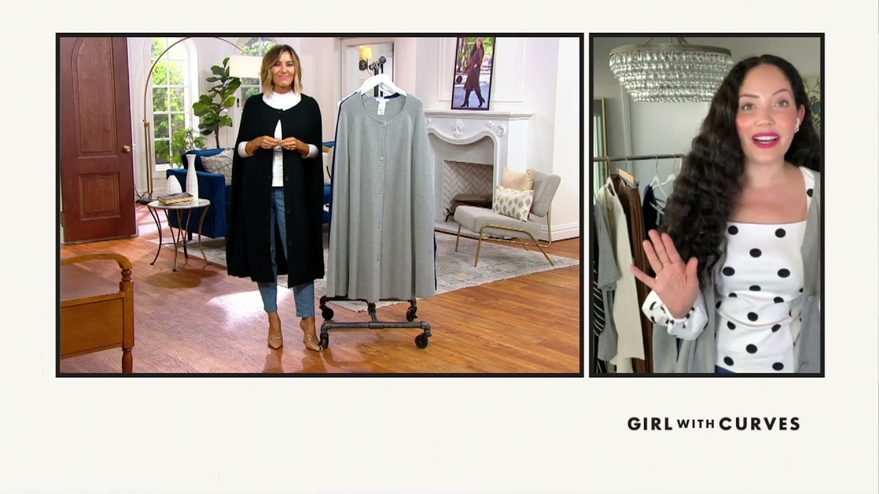 Girl With Curves Button Front Cardigan Cape on QVC