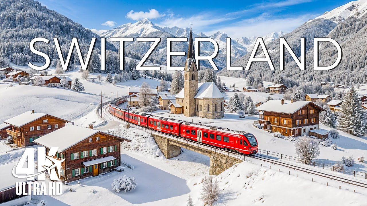Switzerland Winter 4K | Snow-Capped Alps, Frozen Lakes & Fairytale Alpine Villages – 4K Video