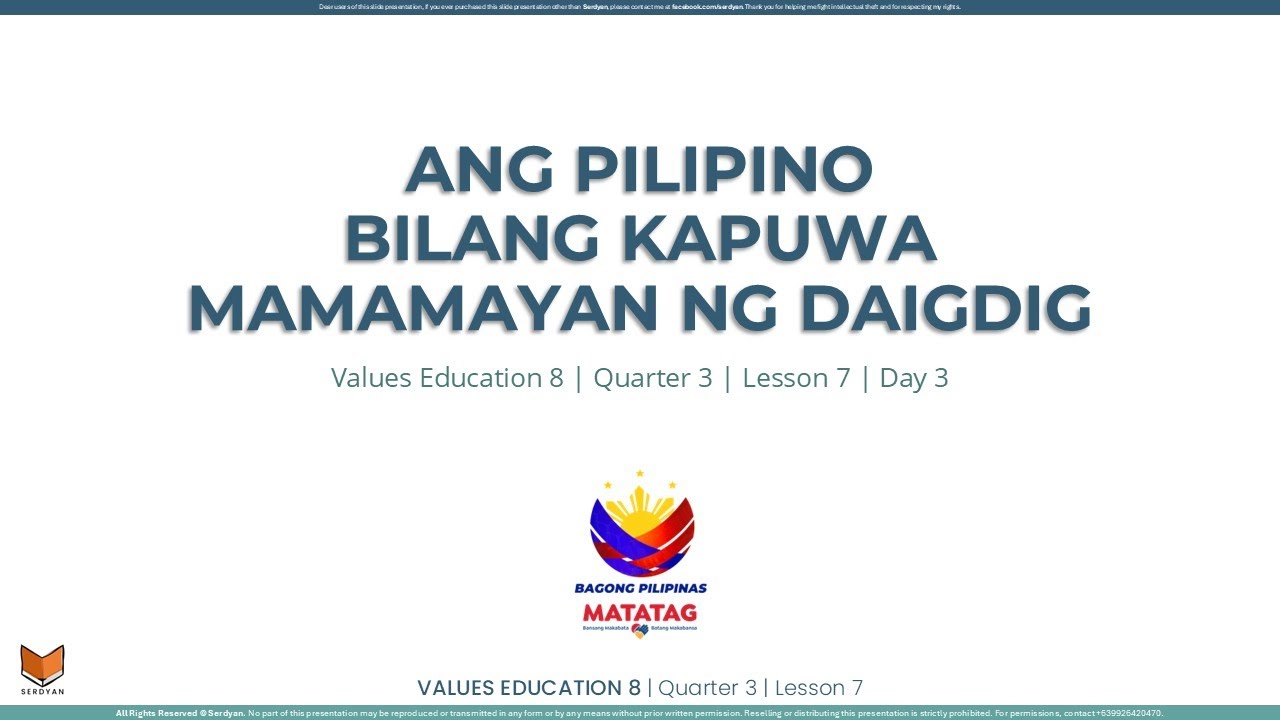 Values Education 8 - Q3W7D3 - Ang Pilipino Bilang Kapuwa Mamamayan ng Daigdig
