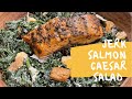 10 Minute Jerk Salmon Kale Caesar Salad