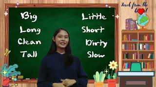 Recognize describing words for people, object, things and places.