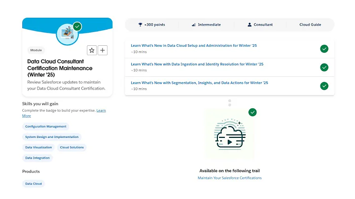 Data Cloud Consultant Certification Maintenance (Winter '25) - Salesforce Trailhead