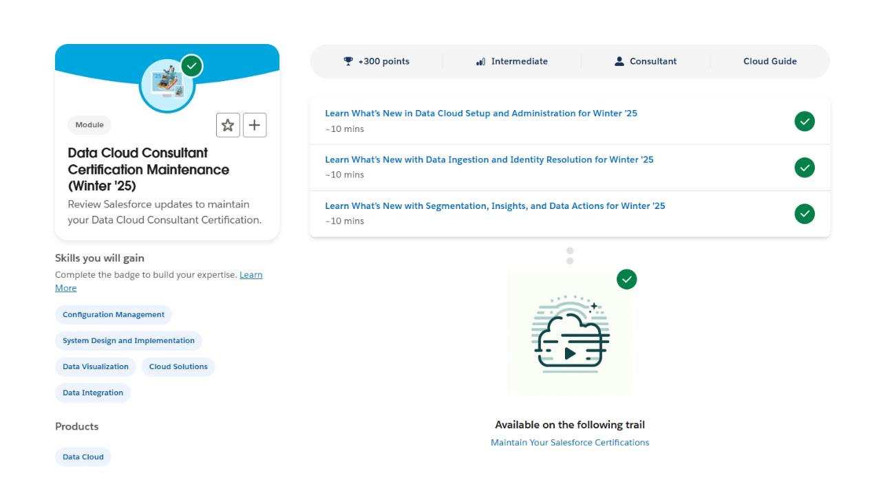 Data Cloud Consultant Certification Maintenance (Winter '25) - Salesforce Trailhead