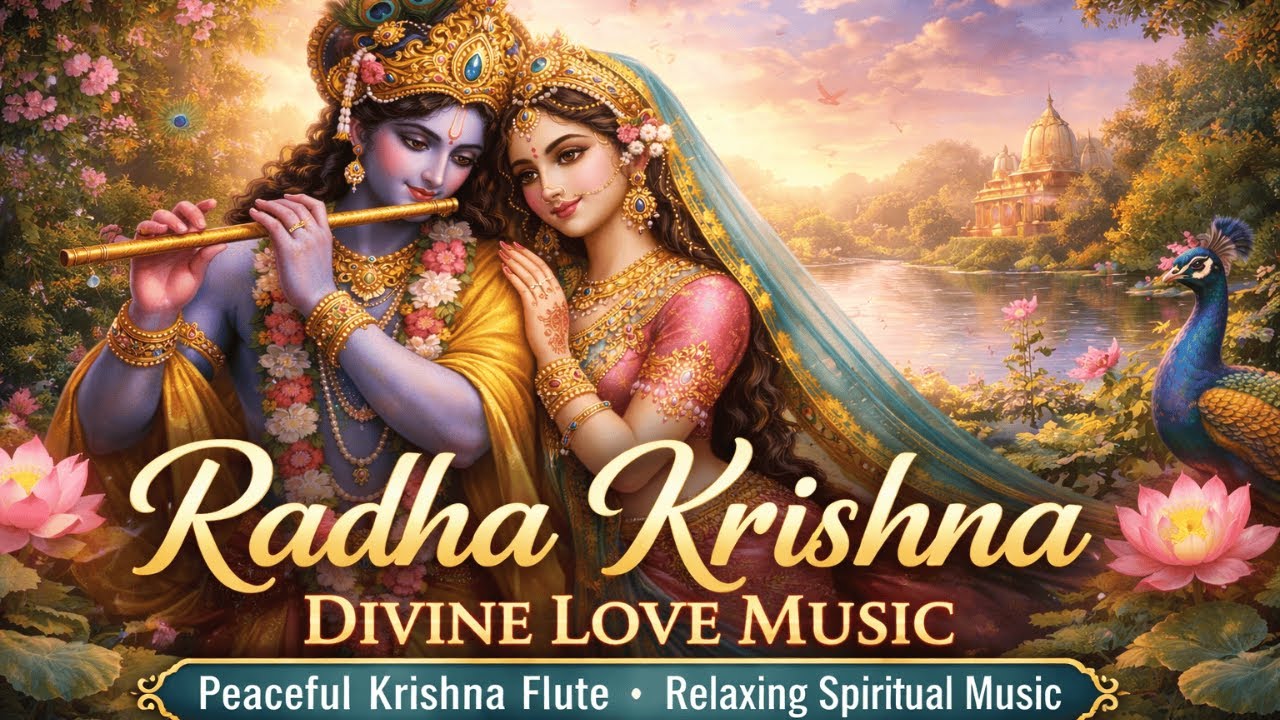 Radha Krishna Divine Love Music  Peaceful Krishna Flute  Relaxing Spiritual Devotional Music