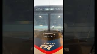 Amtrak ACS-64 #656 K5LA Horn Action Under Bridges in the snow!  #amtraktrain #amtrakhorn