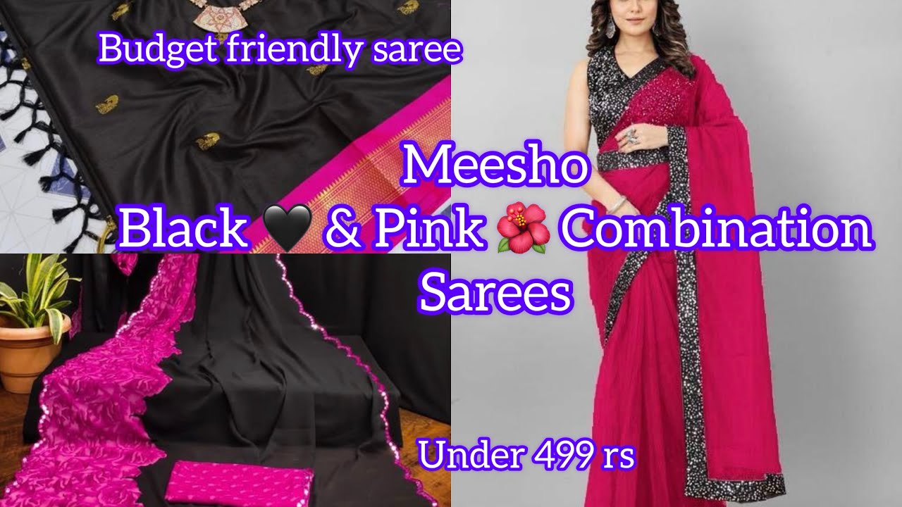 Meesho Black 🌑 Pink 🌷🌸 Combination Sarees / Budget friendly saree Under 499 rs @agasthiyasallinall 