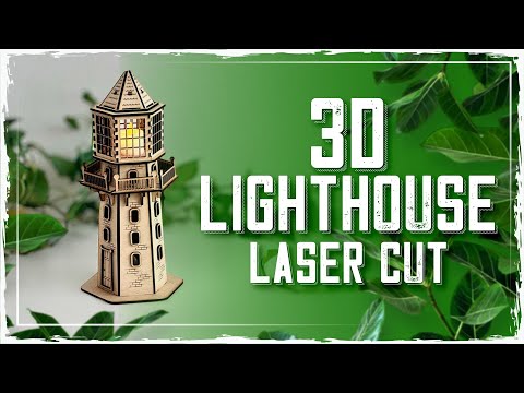 [Laser cut and engrave] 3D Laser Cut Wooden Lighthouse Model with Light