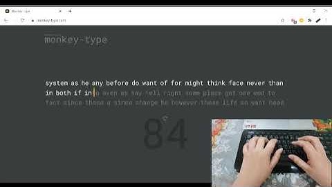 Typing 80 wpm (words per minute) on monkey type 60 second test with handcam