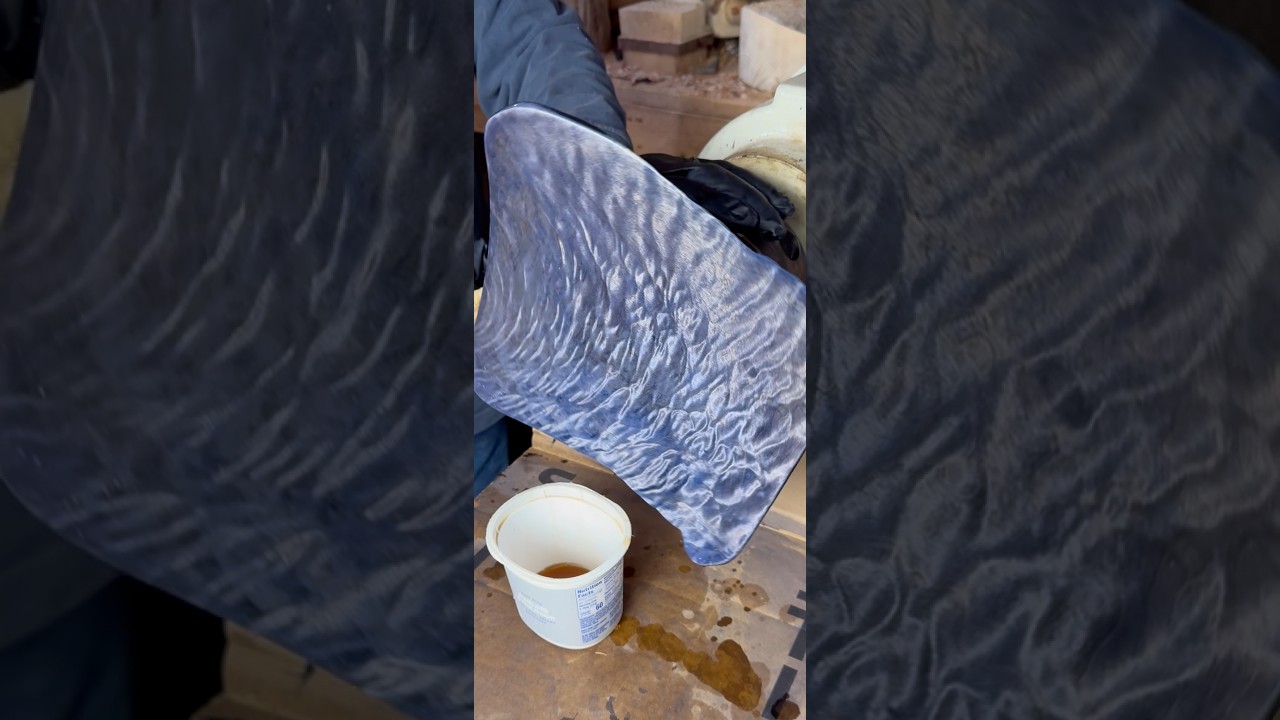 Figured maple plate, first coat of oil. 