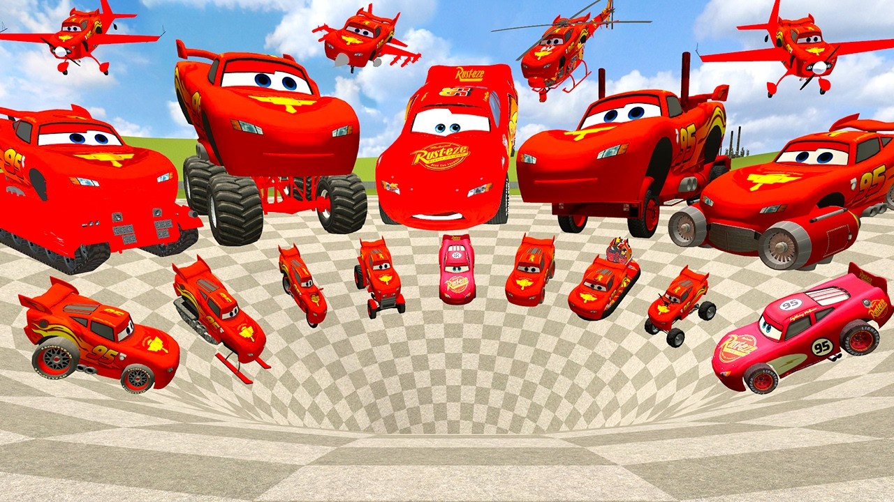 ALL TYPES LIGHTNING MCQUEEN CARS PLANE TRAIN MOTORCYCLE HELICOPTER HOVERCRAFT FUNNEL Garry's Mod