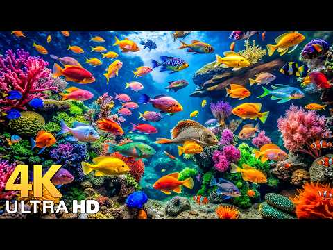 DREAM AQUARIUM 4K - Marine Life, Sea Animals and Coral Reef Fish Tank Sounds for Deep Sleep #19