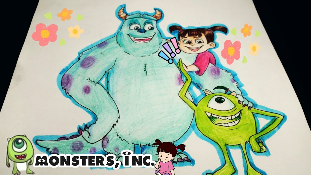 i draw all monster's inc characters😍||pencil colour drawing idea easy for beginners||