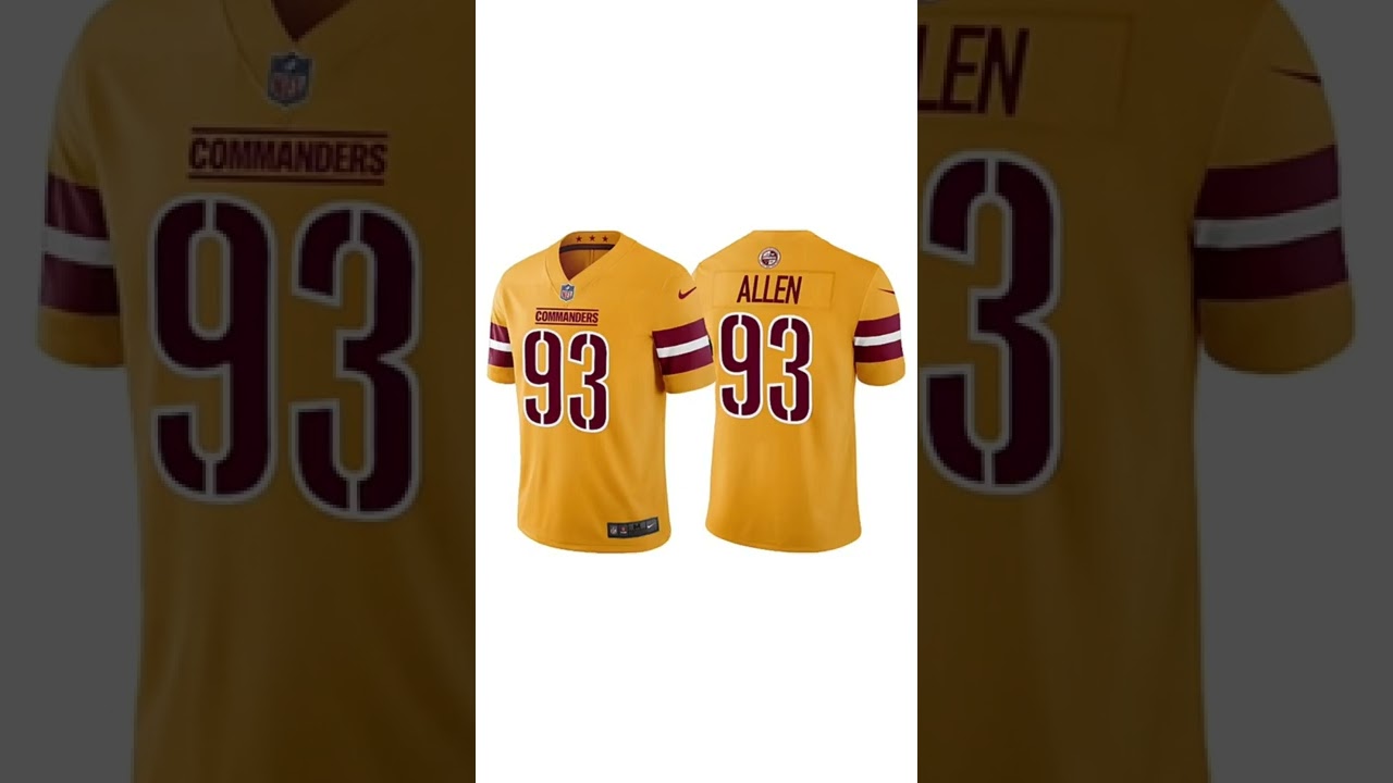 Men's Washington Commanders #93 Jonathan Allen Gold Vapor Untouchable Stitched Football Jersey 