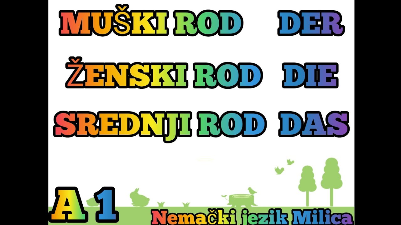 A1 LEKCIJA 8 ●DER •DIE • DAS● RODOVI U NEMAČKOM JEZIKU