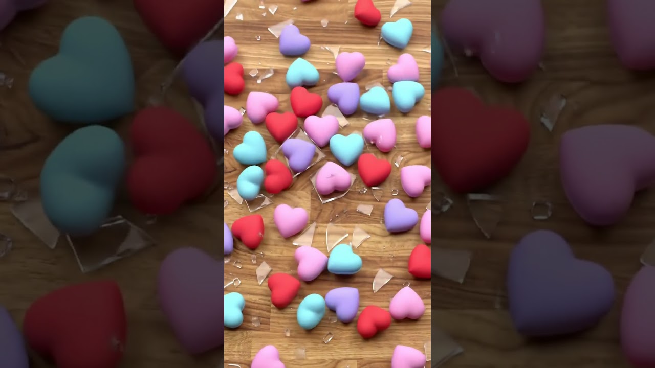 Falling Heart Toy Cube Drop | Satisfying Impact Animation