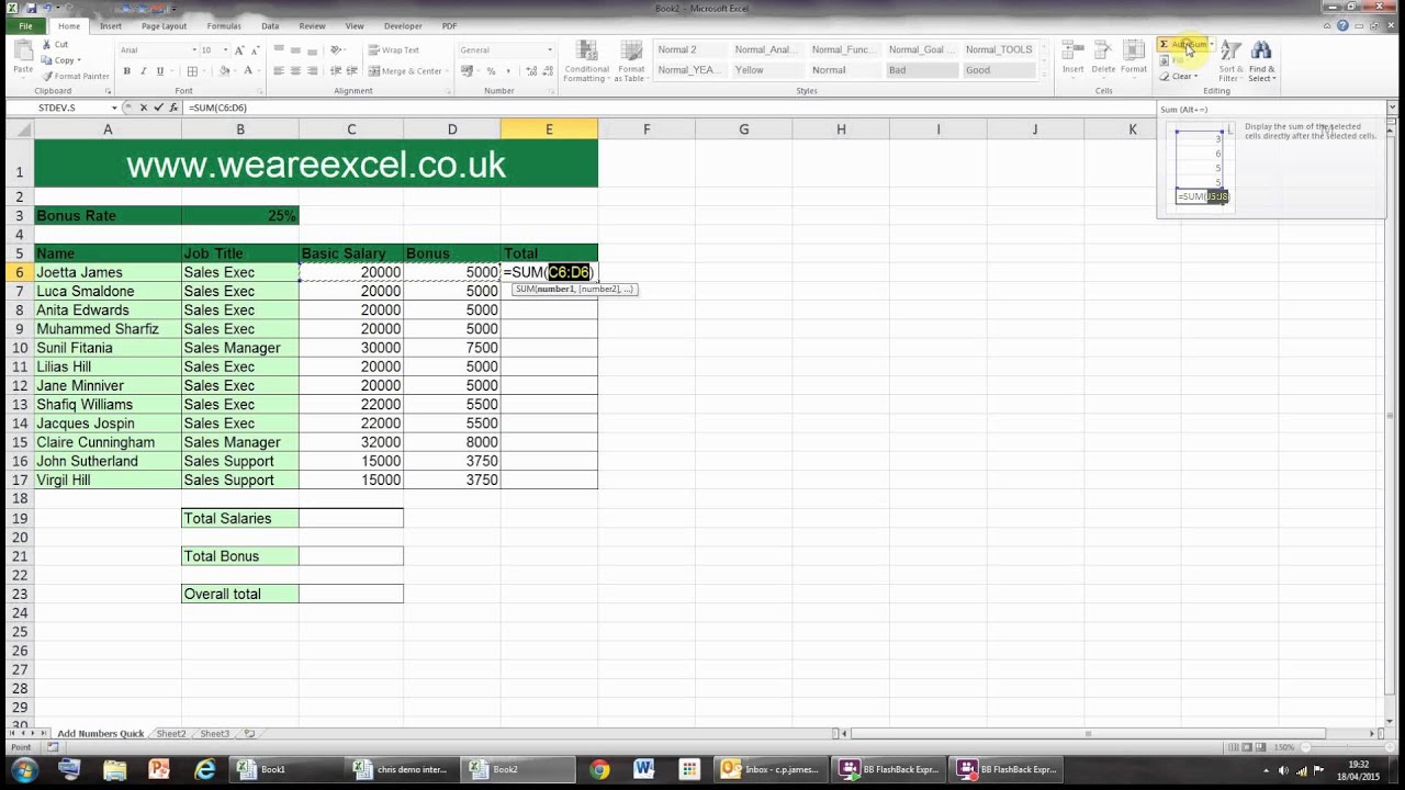 Excel Tips & Tricks - Quick Adding - YouTube