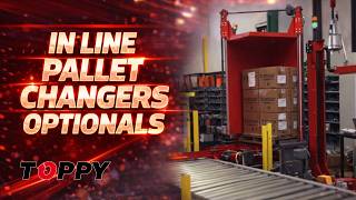 Automatic Pallet Changer V-Shape inline with Slipsheet Inserter & Dispenser