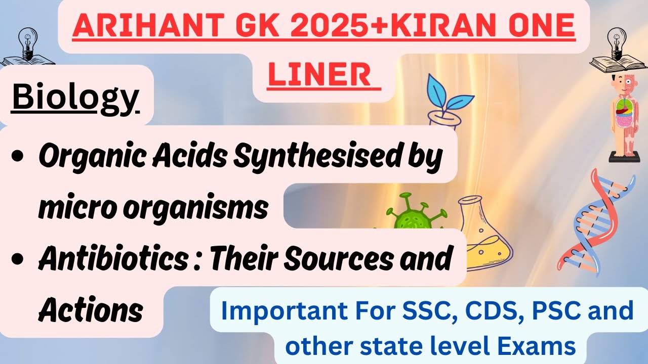 Biology(V-35) :Organic Acids synthesised by micro organisms|| Antibiotics : Their Sources and Action