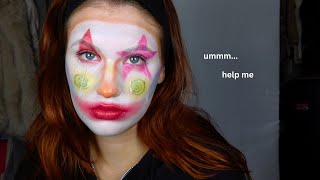 trying clown makeup...(this is hard)