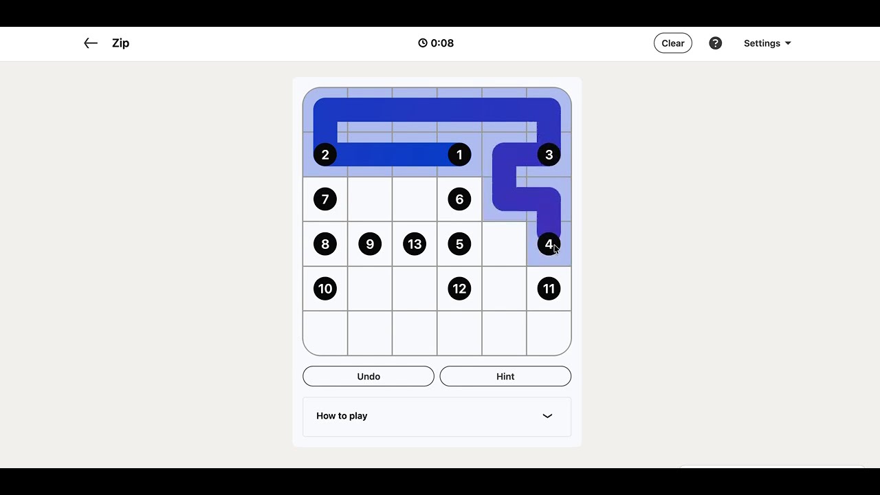 LinkedIn Zip Answer Today - Puzzle 