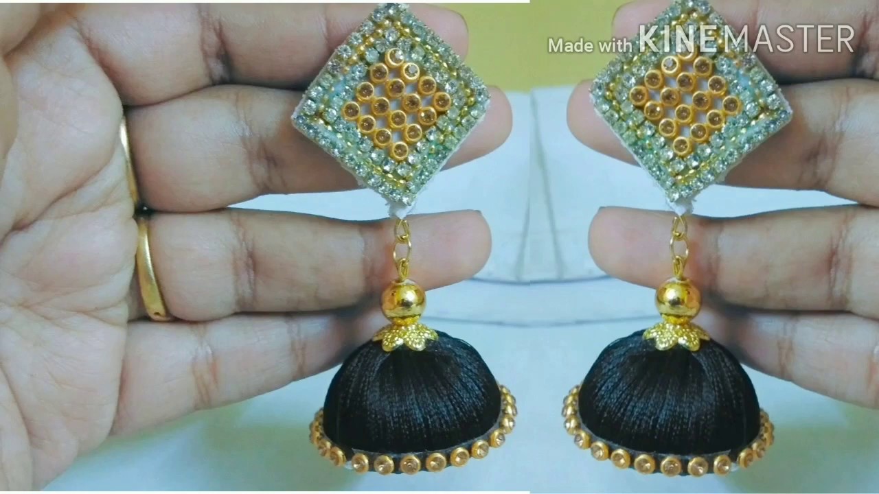 Homemade silk thread earrings Easy to make jumuka YouTube