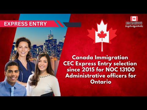 CEC Express Entry selection since 2015 for NOC 13100 Administrative officers for Ontario